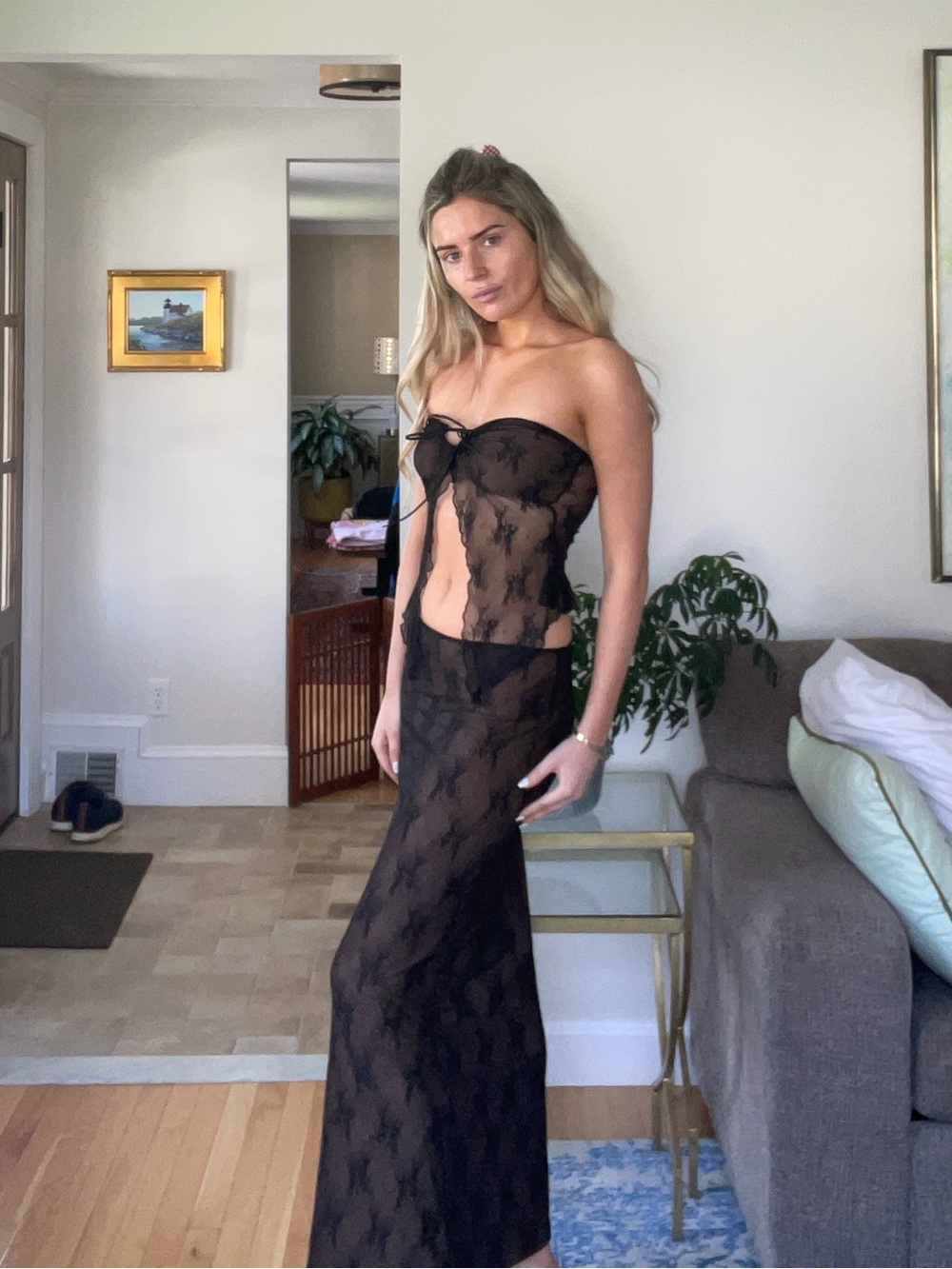 Tiger Mist Black Sheer Lace Set. (Karolina Set)